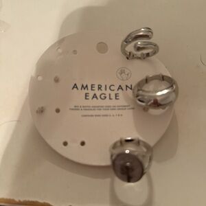 American Eagle Silver and White Ring Set